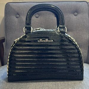 Star Struck Black Glitter Bowler Purse